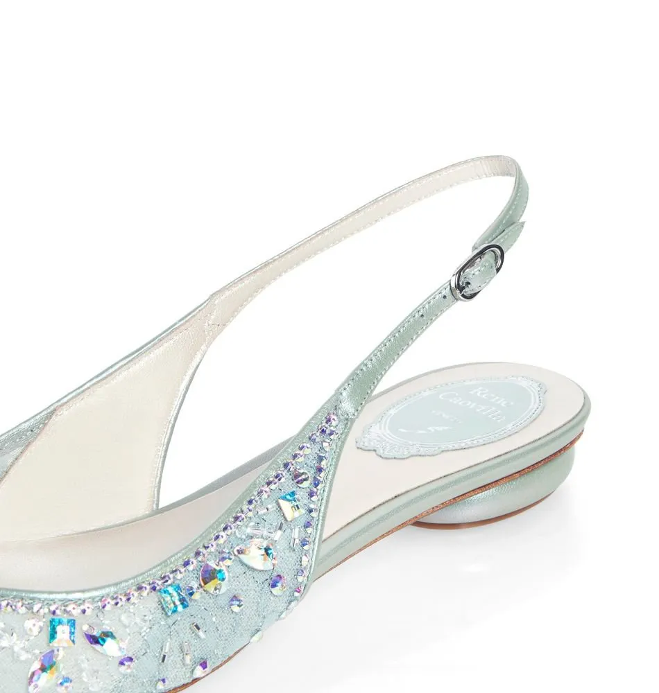 Gem-Embellished Pointed Slingbacks