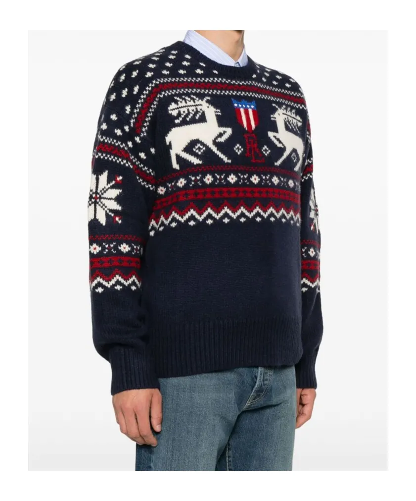 Reindeer-Patterned Wool Sweater