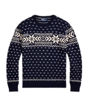 Intarsia-Patterned Crewneck Jumper