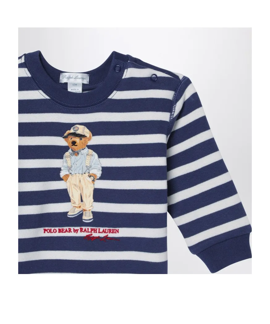 Polo Bear-Print Striped Sweatshirt