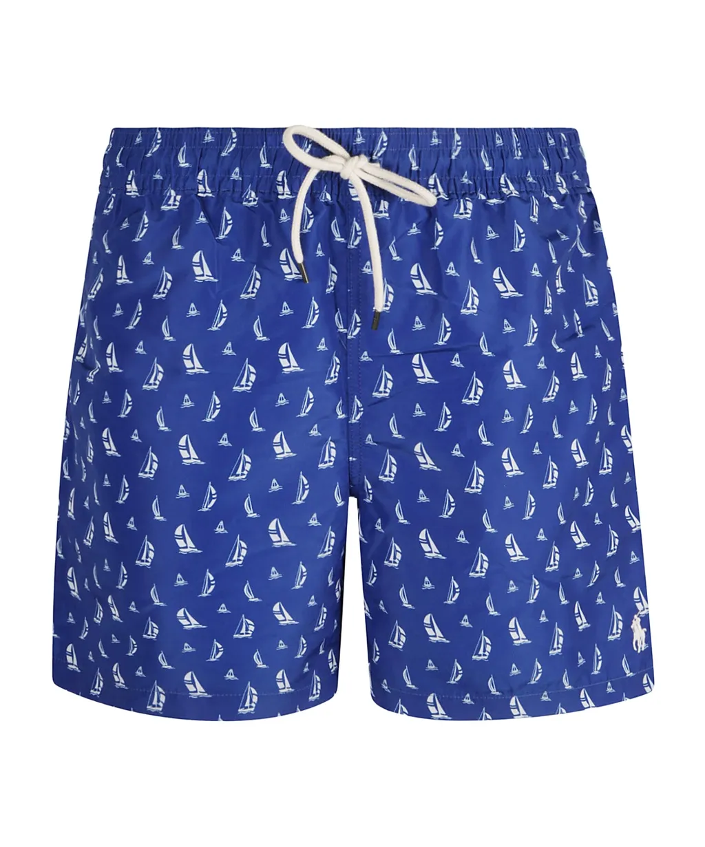 Traveler Boat-Print Swim Shorts