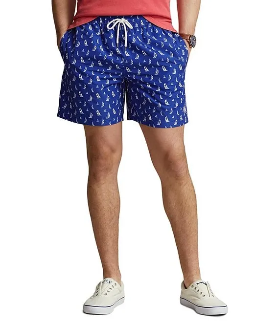 Traveler Boat-Print Swim Shorts