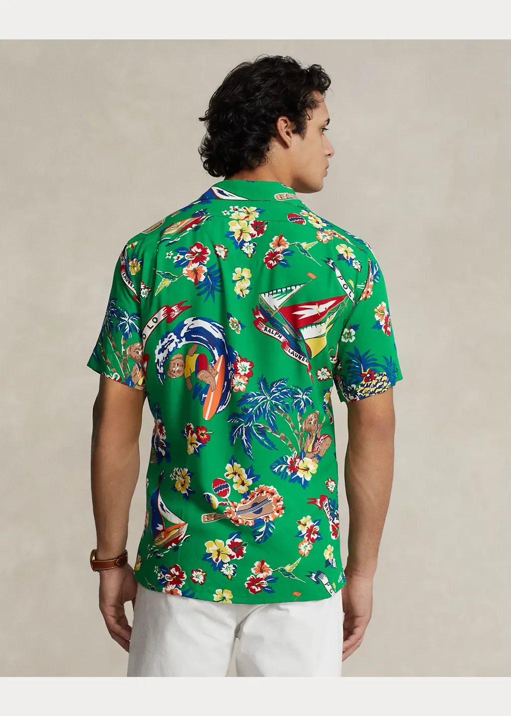 Bear Surfer Printed Buttoned Shirt
