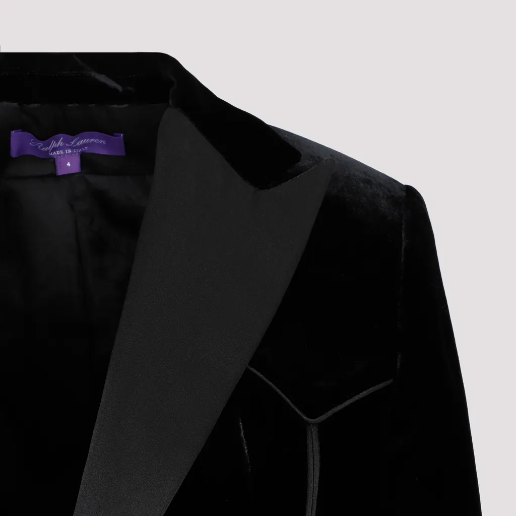Satin-Trim Single-Breasted Tailored Velvet Blazer