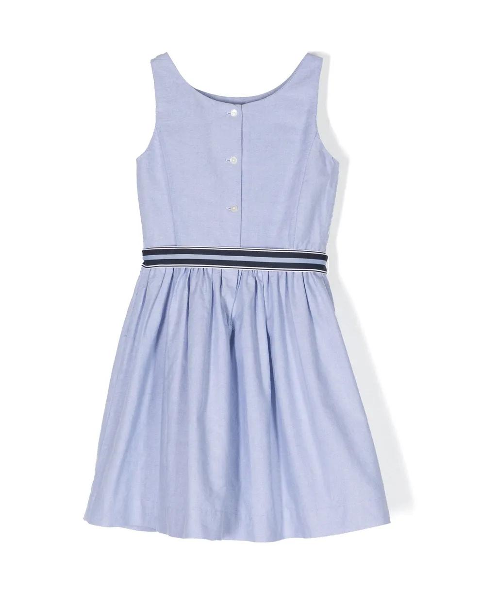 Sleeveless Belted Chambray Dress