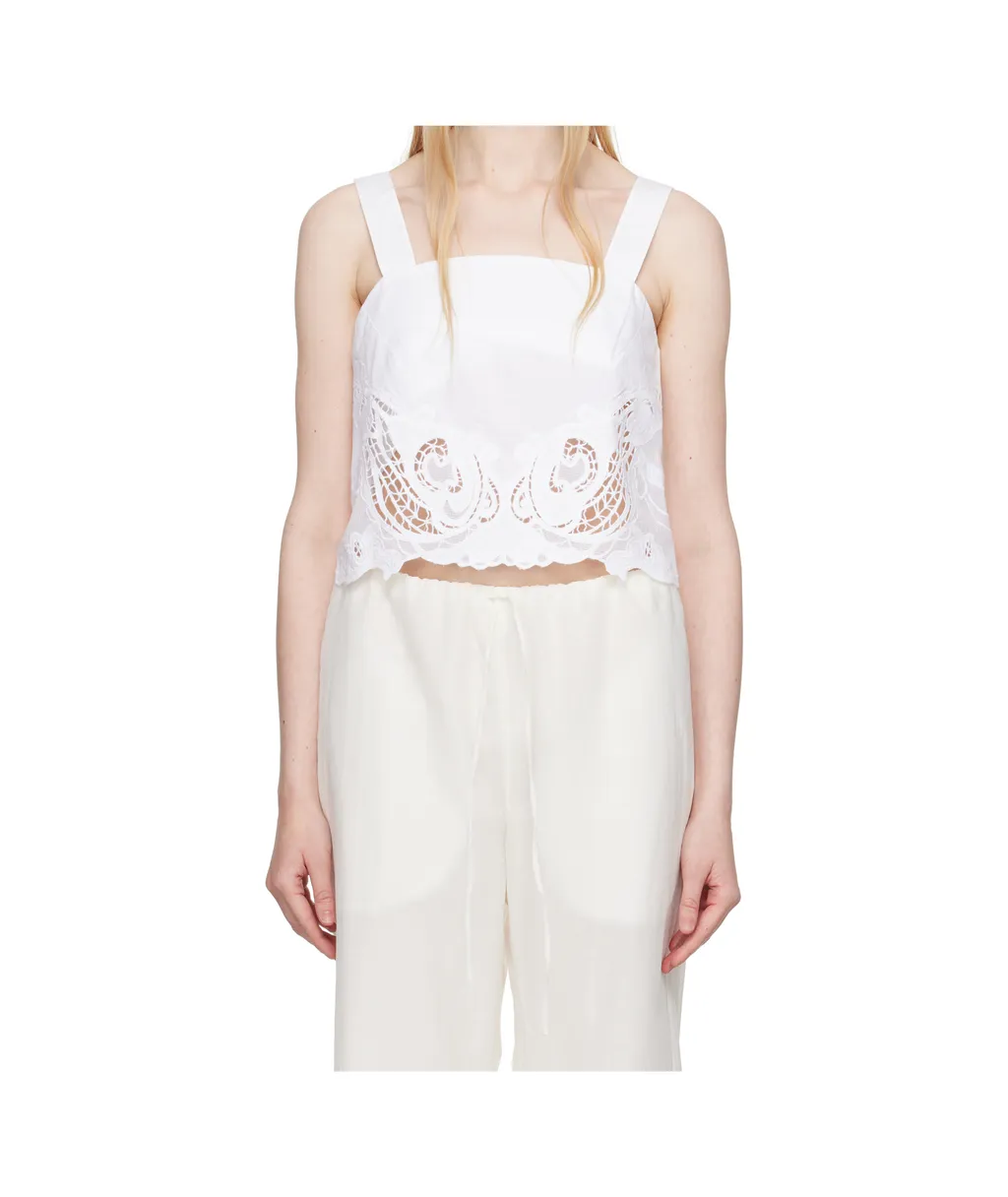 Clem Lace-Trim Poplin Tank Top