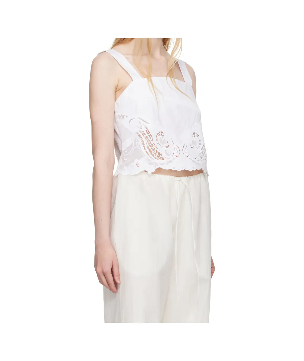 Clem Lace-Trim Poplin Tank Top