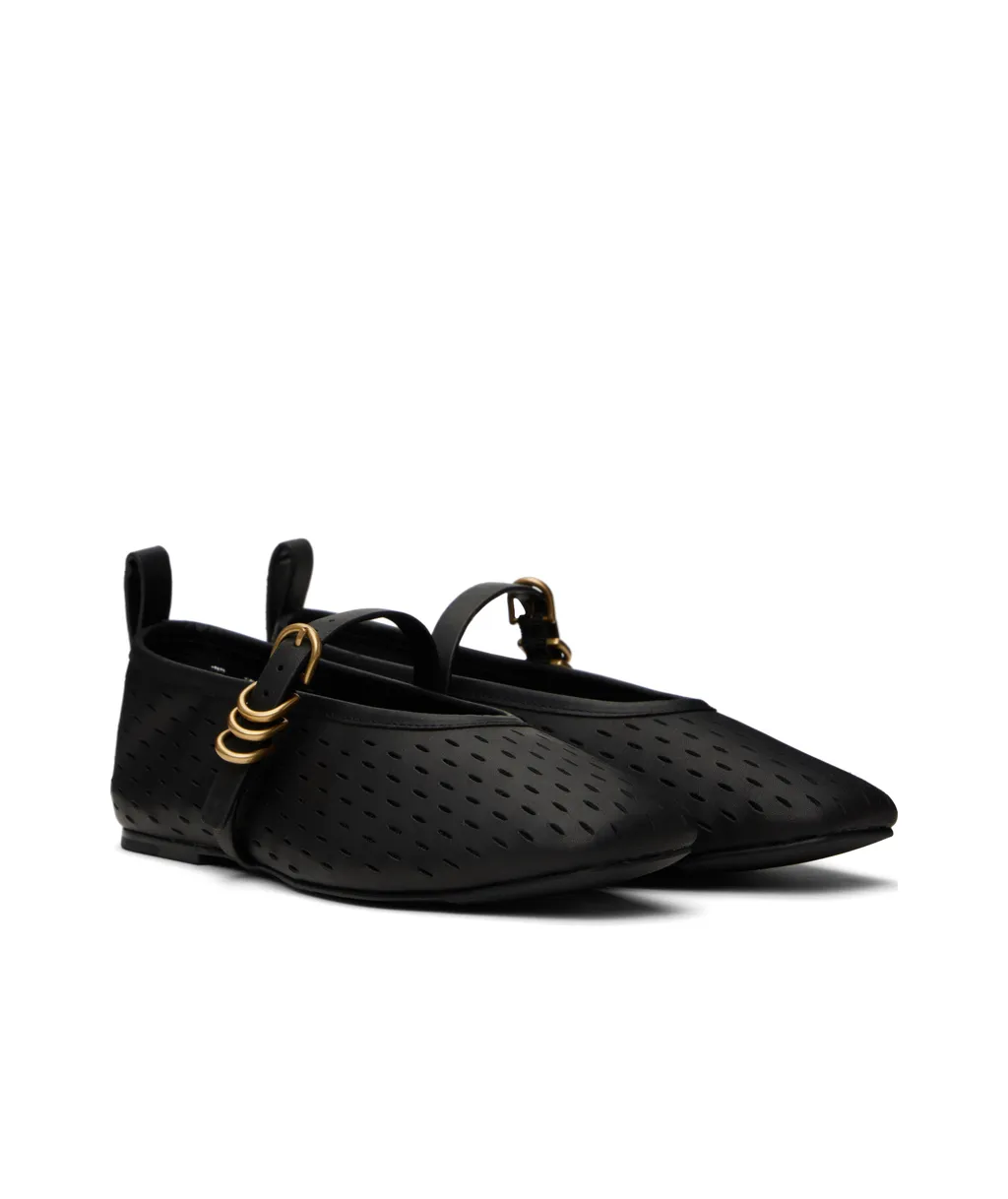 Spire Perforated Leather Mary Jane Ballerina Flats