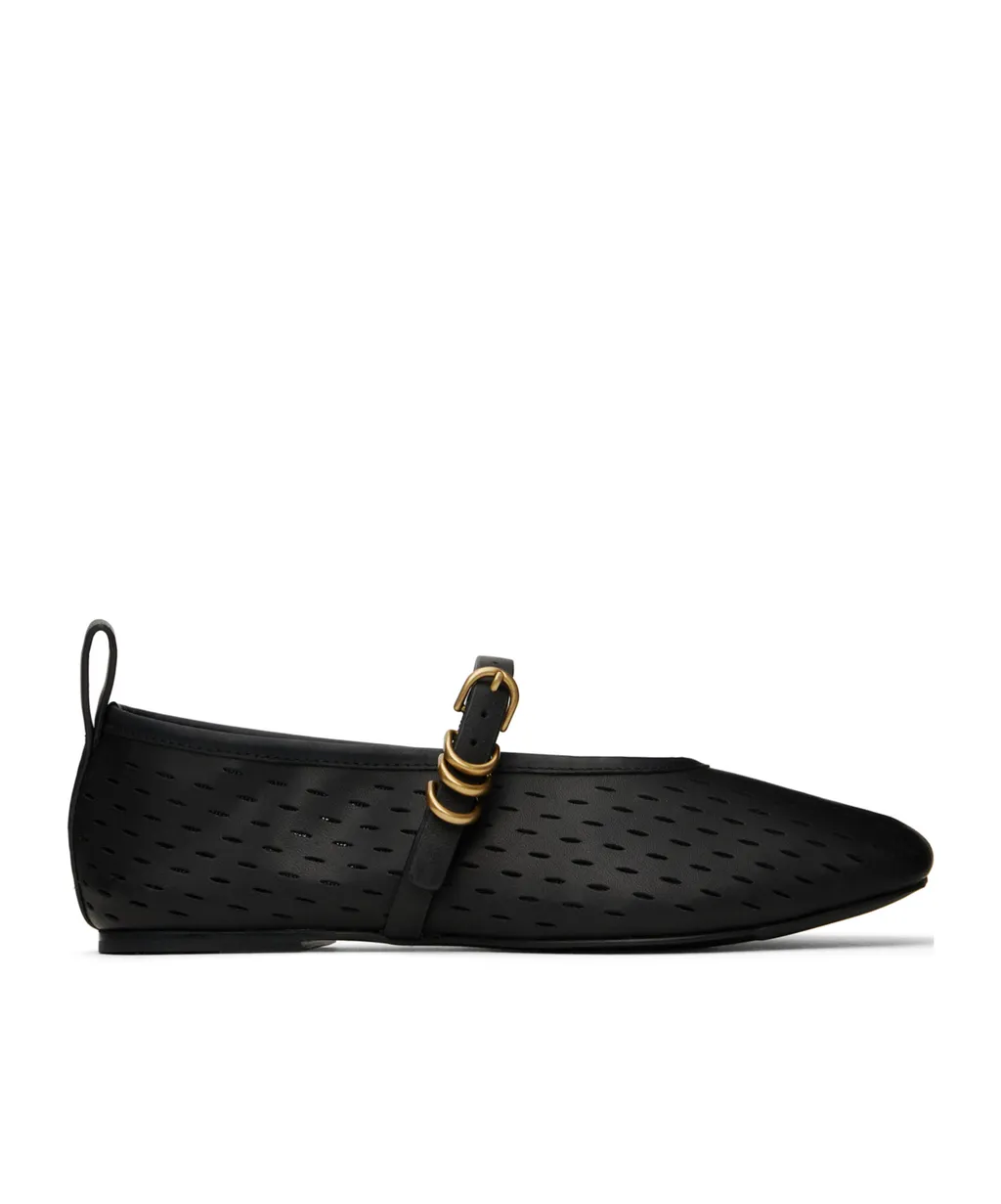 Spire Perforated Leather Mary Jane Ballerina Flats