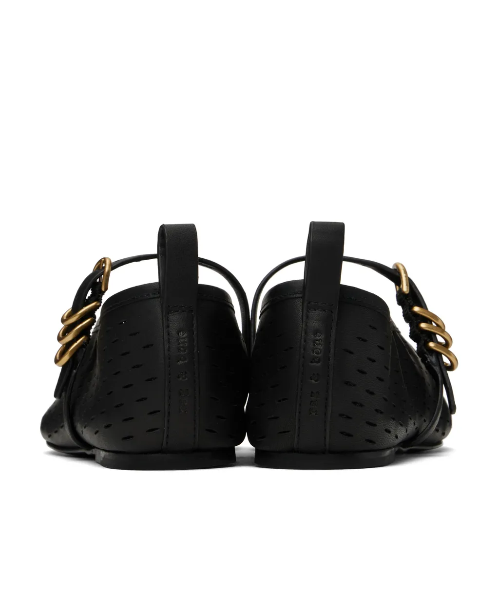 Spire Perforated Leather Mary Jane Ballerina Flats
