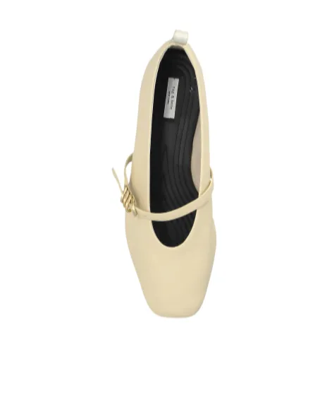 Square-Toe Leather Ballerina Shoes