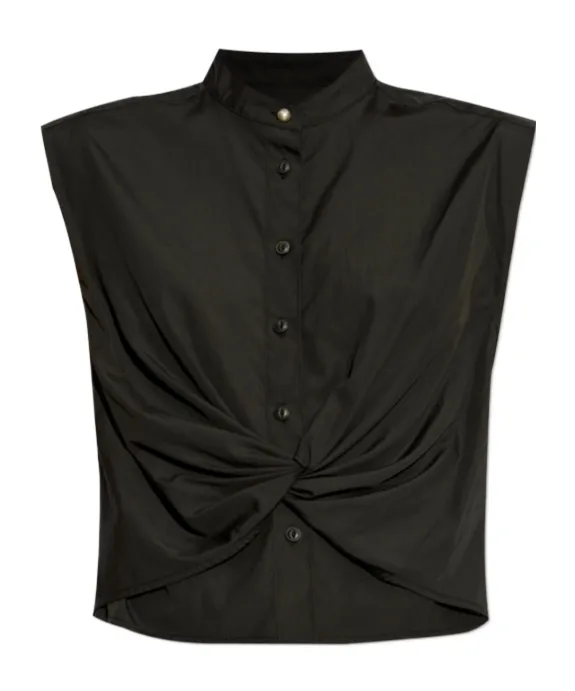 Sleeveless Twisted Waist Shirt