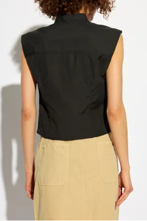 Sleeveless Twisted Waist Shirt