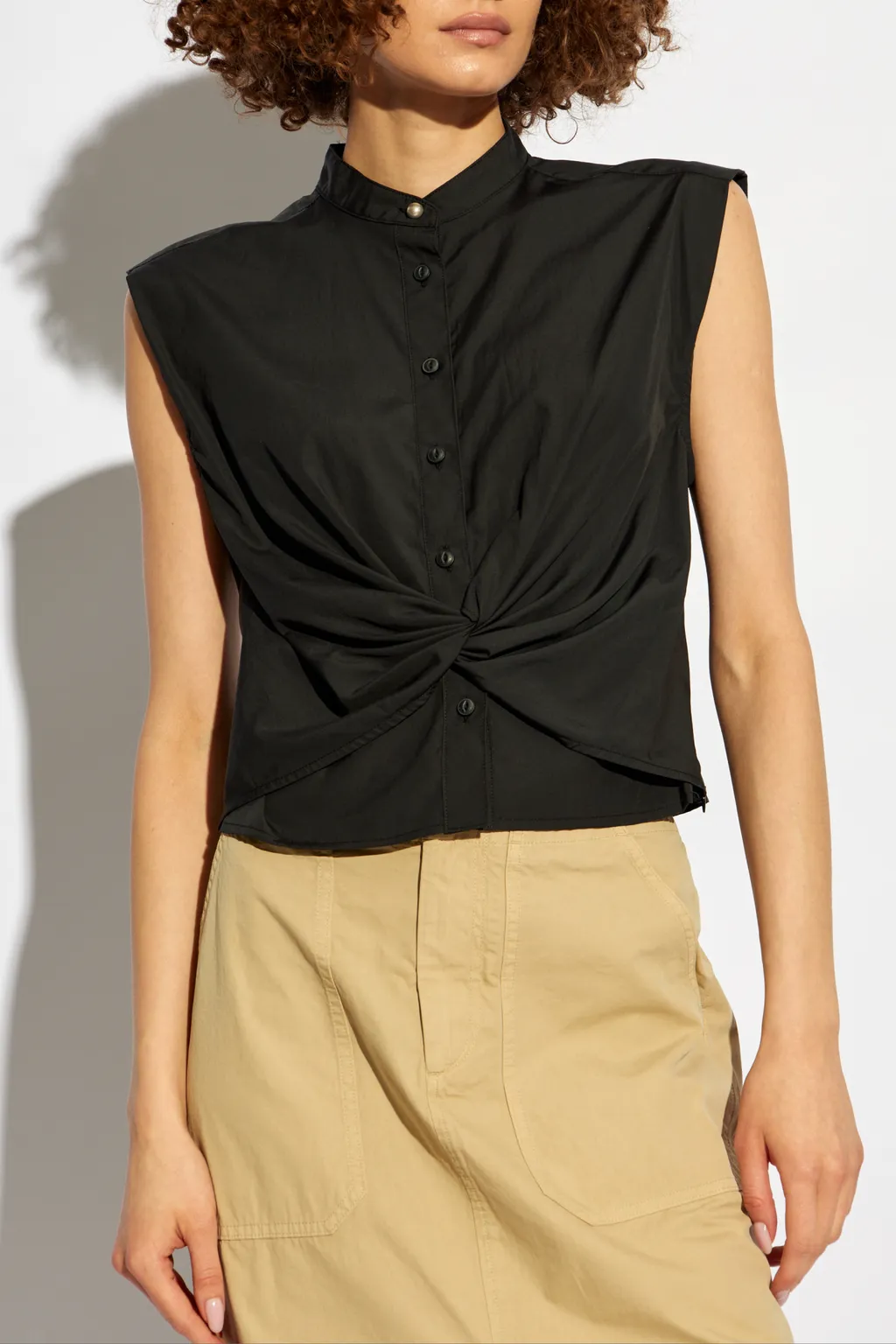 Sleeveless Twisted Waist Shirt