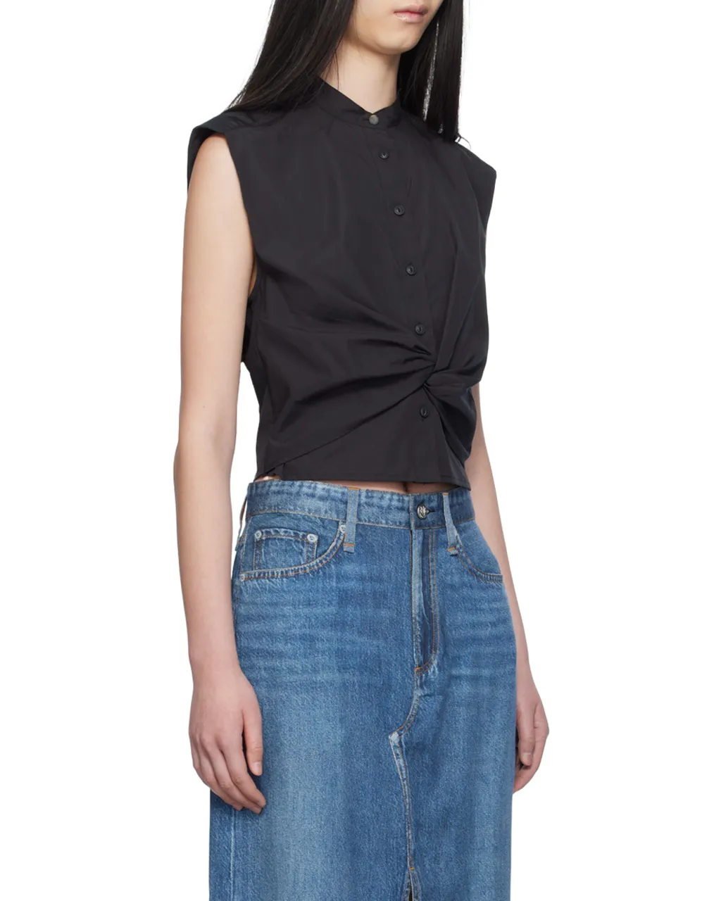 Sleeveless Twisted Waist Shirt
