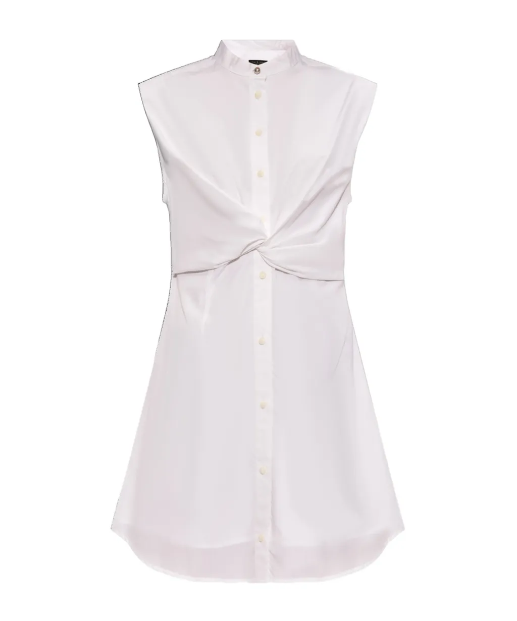 Sleeveless Knotted Waist Shirt Dress