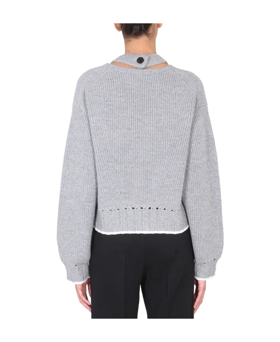 White Label Cut-Out Crewneck Sweater