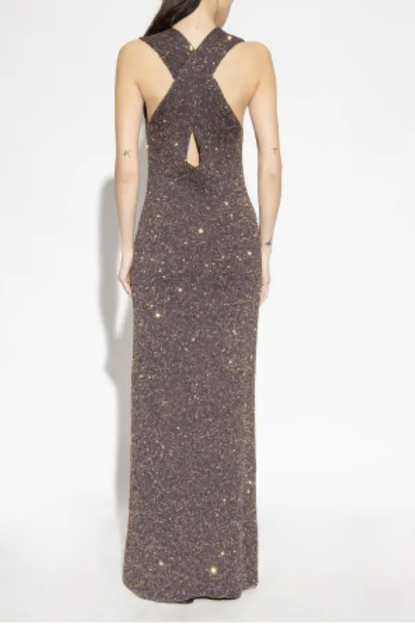 Sequin-Embellished Knitted Sleeveless Dress