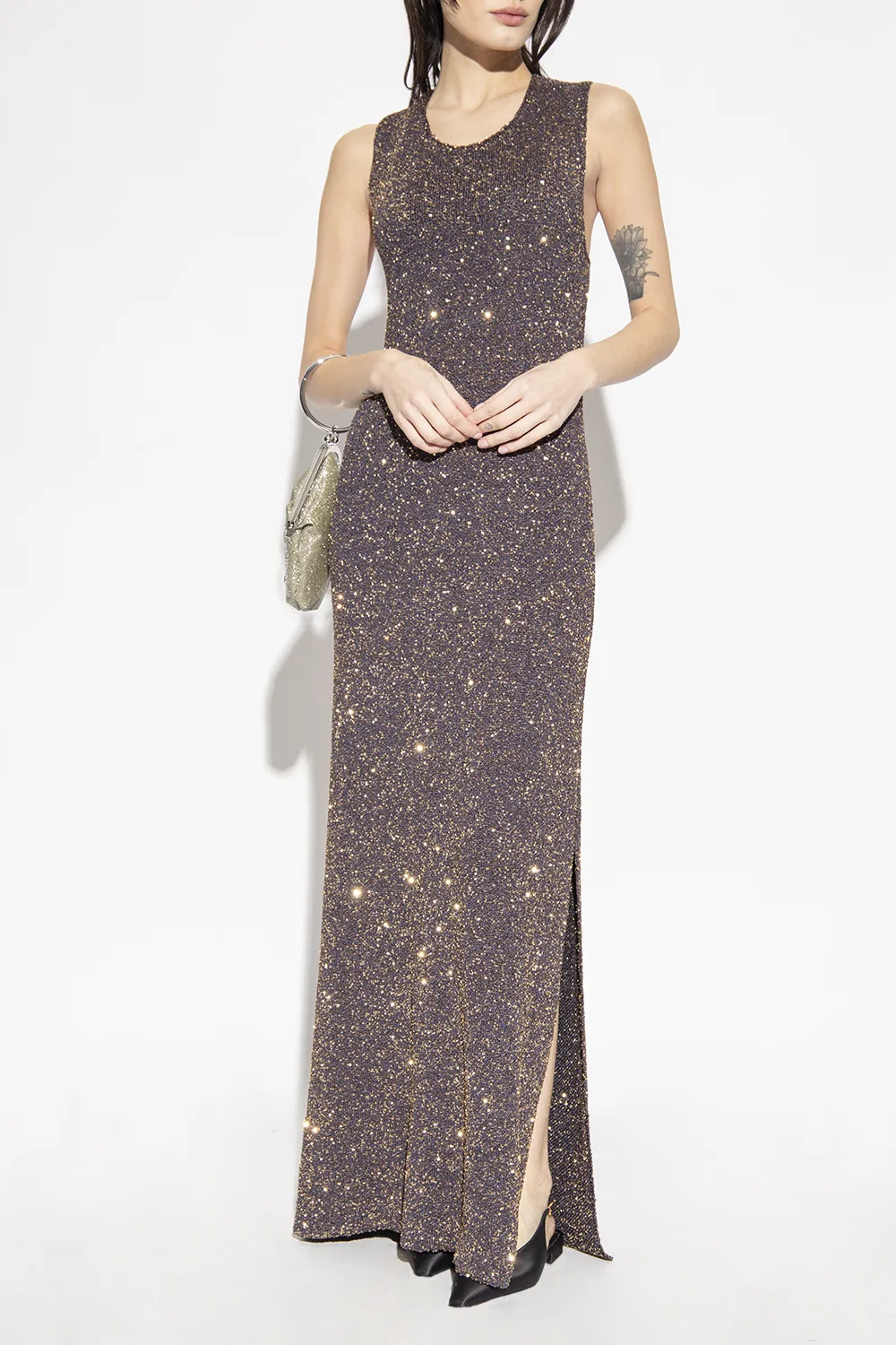 Sequin-Embellished Knitted Sleeveless Dress