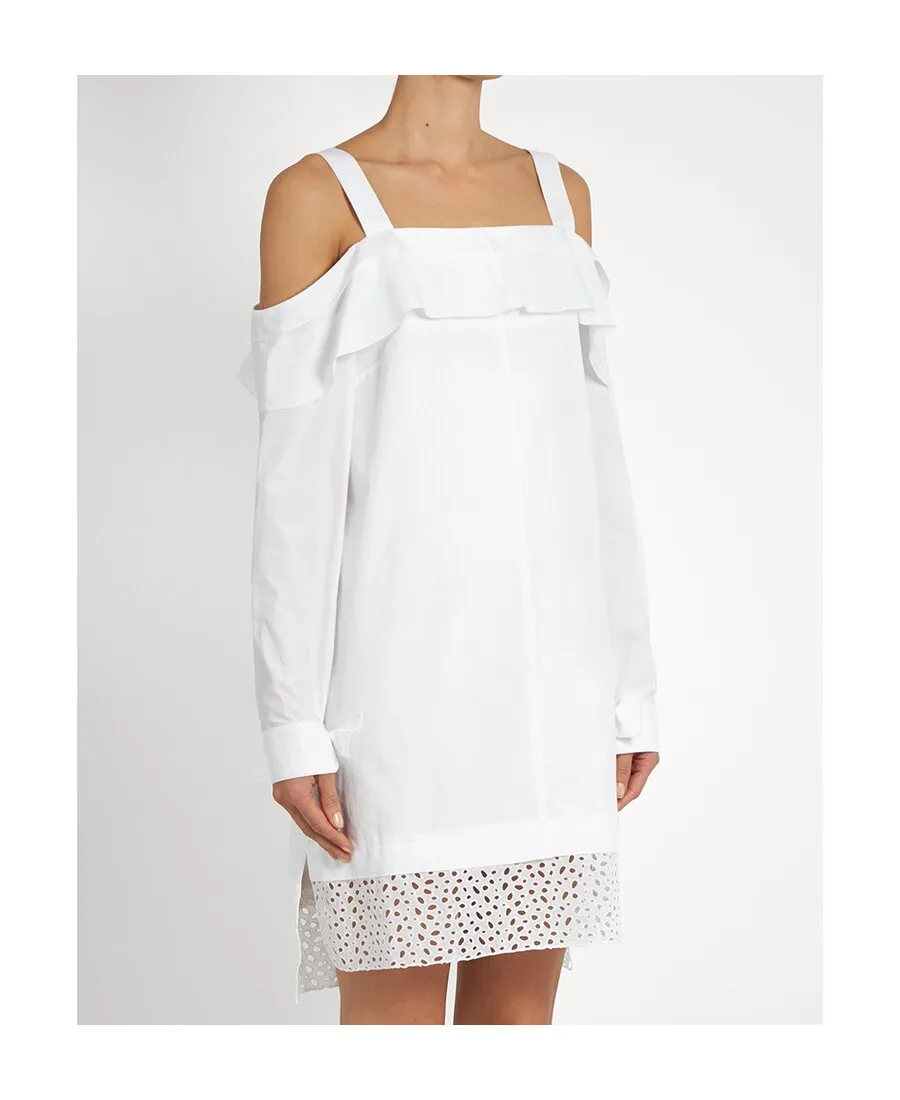 Off Shoulder Lotus Leaf Trimmed Dress