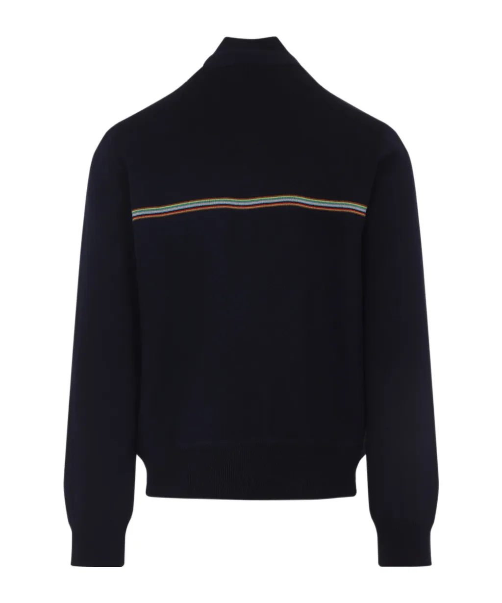 Zip-Up Striped High Neck Jacket