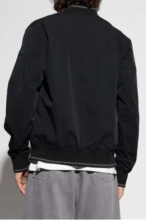 Zip-Up Logo Patch Bomber Jacket