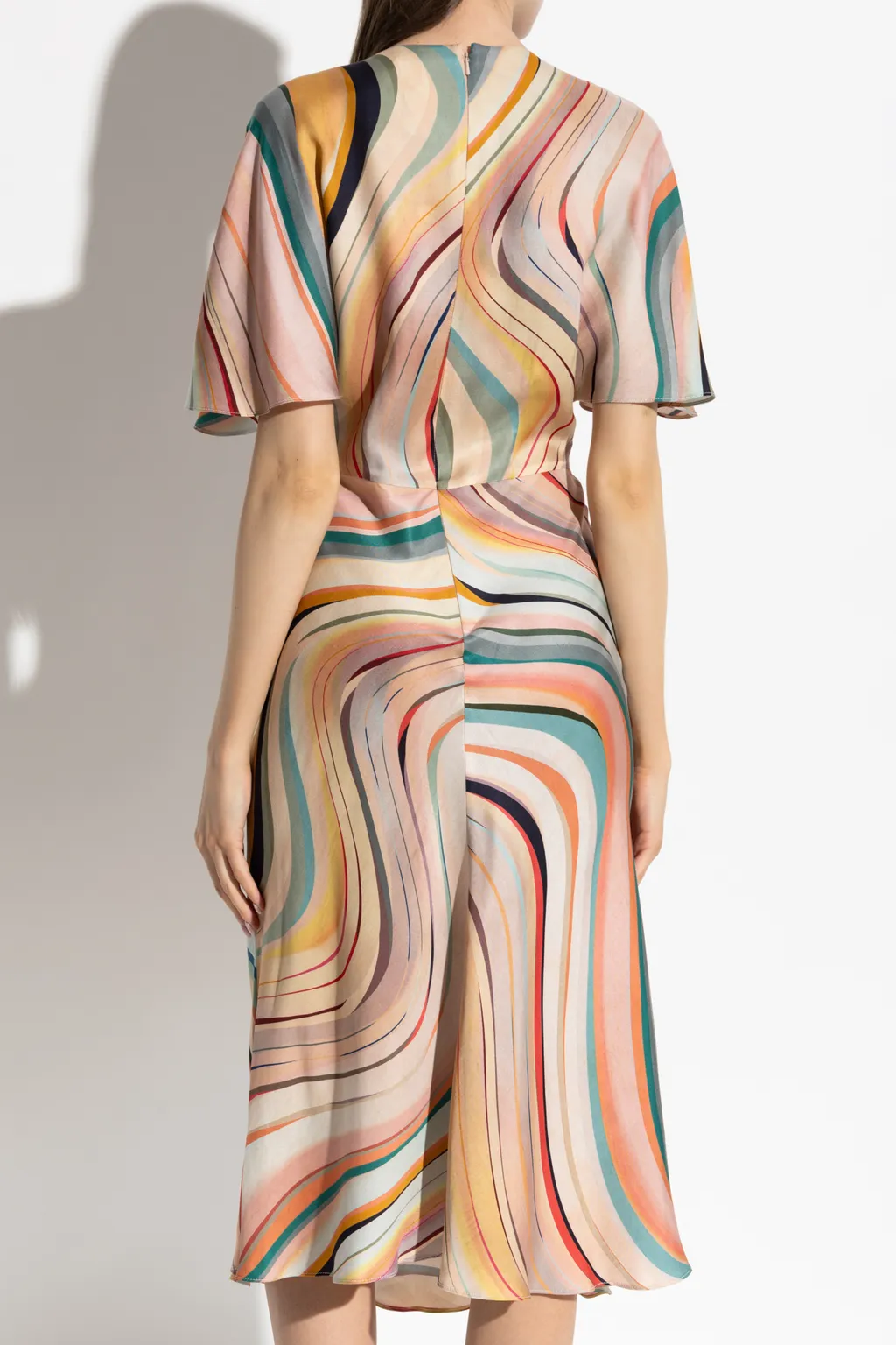 Short-Sleeved Stripe Patterned Dress