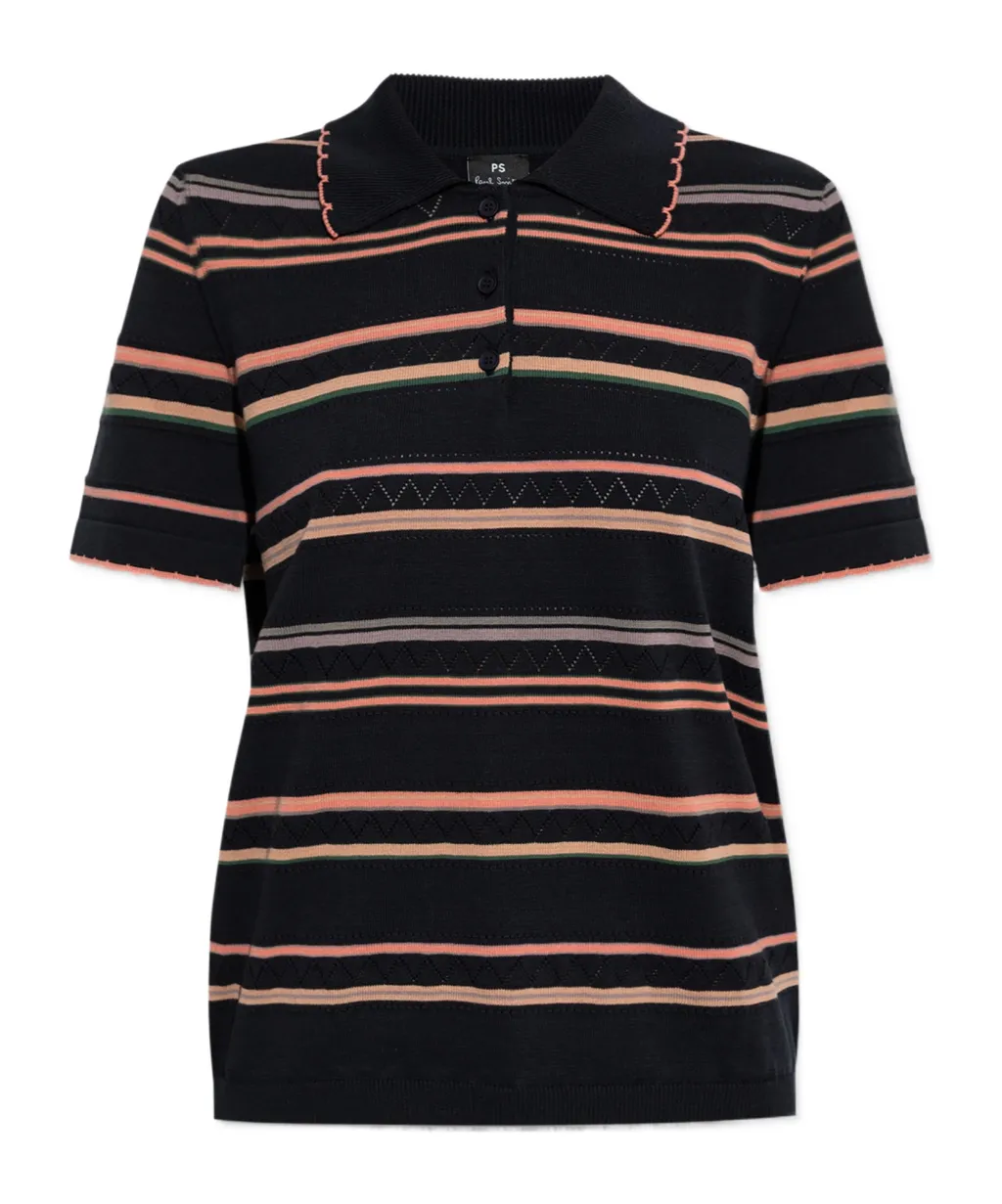 Striped Knitted Polo Shirt