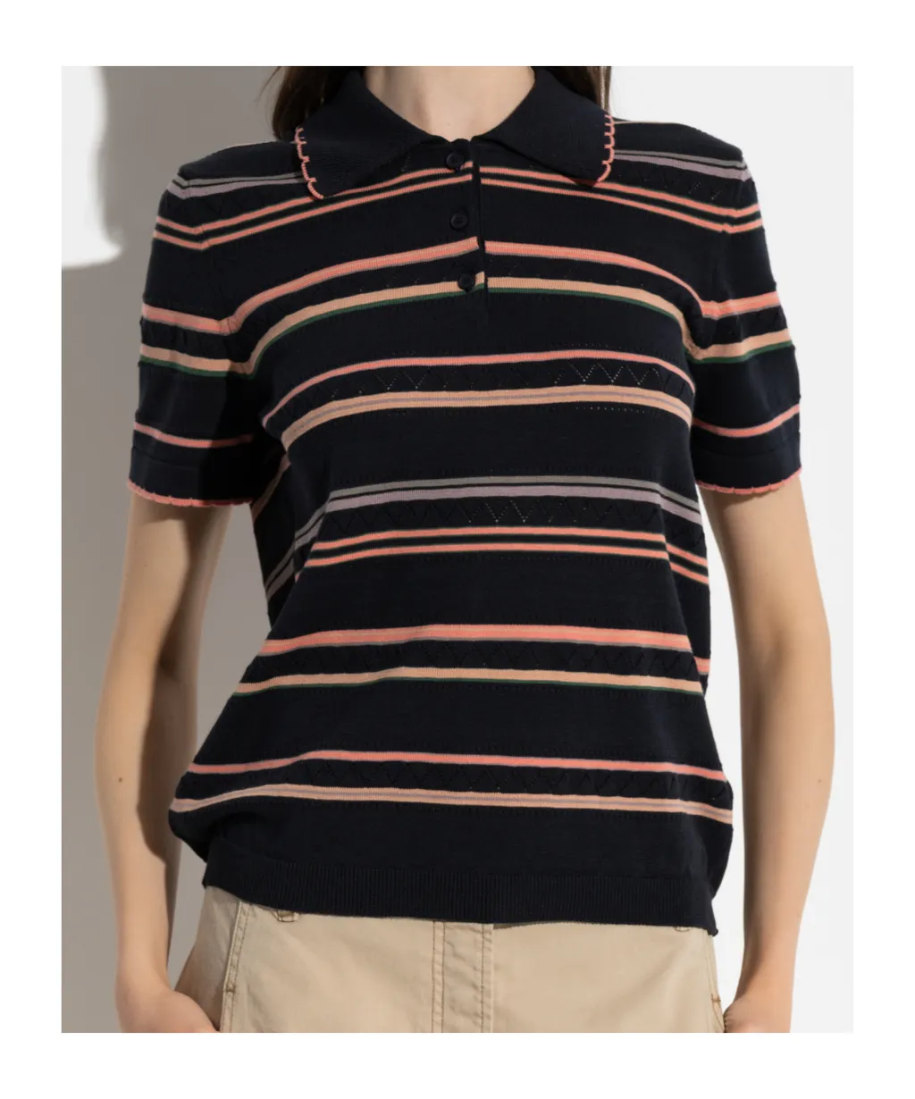 Striped Knitted Polo Shirt