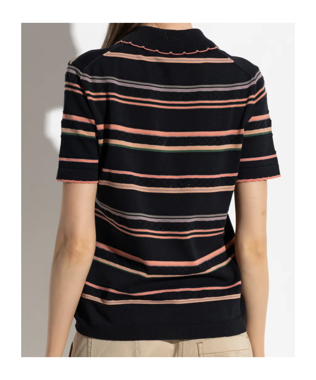 Striped Knitted Polo Shirt