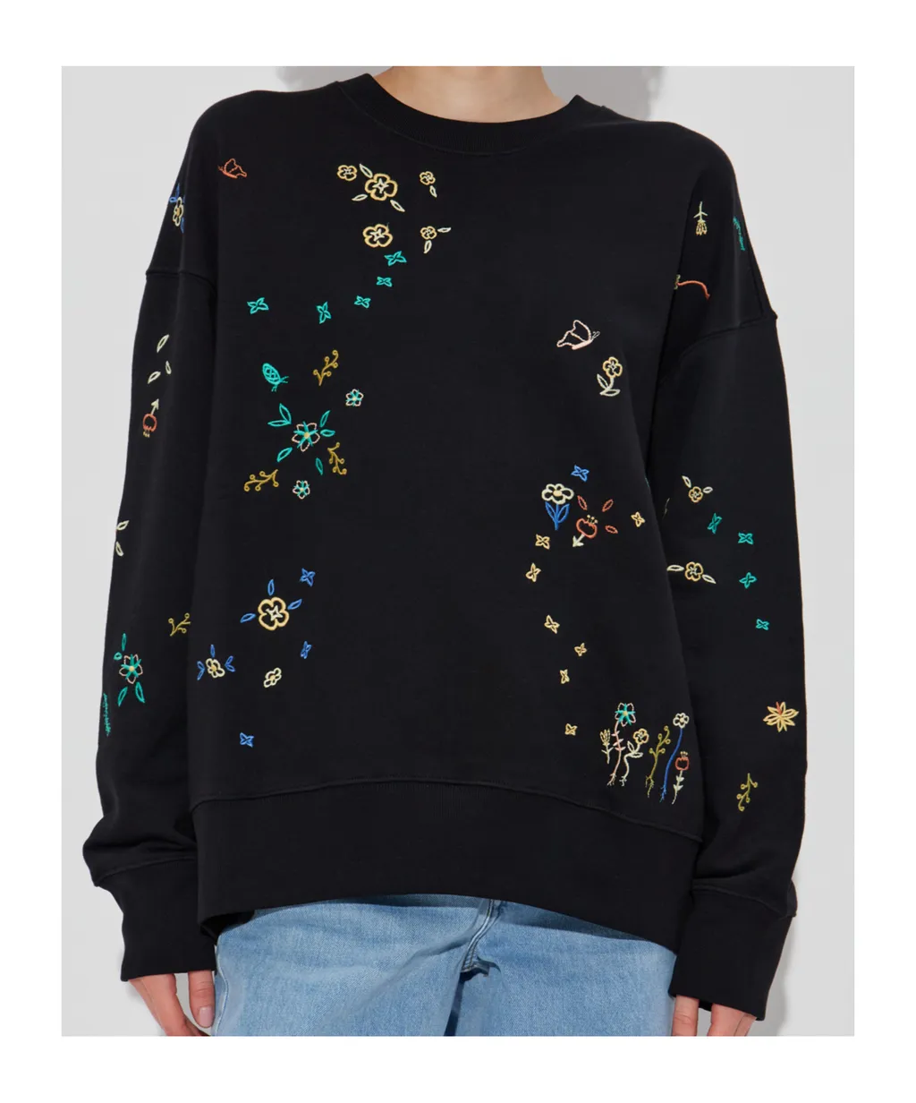Pattern-Embroidered Crewneck Sweatshirt
