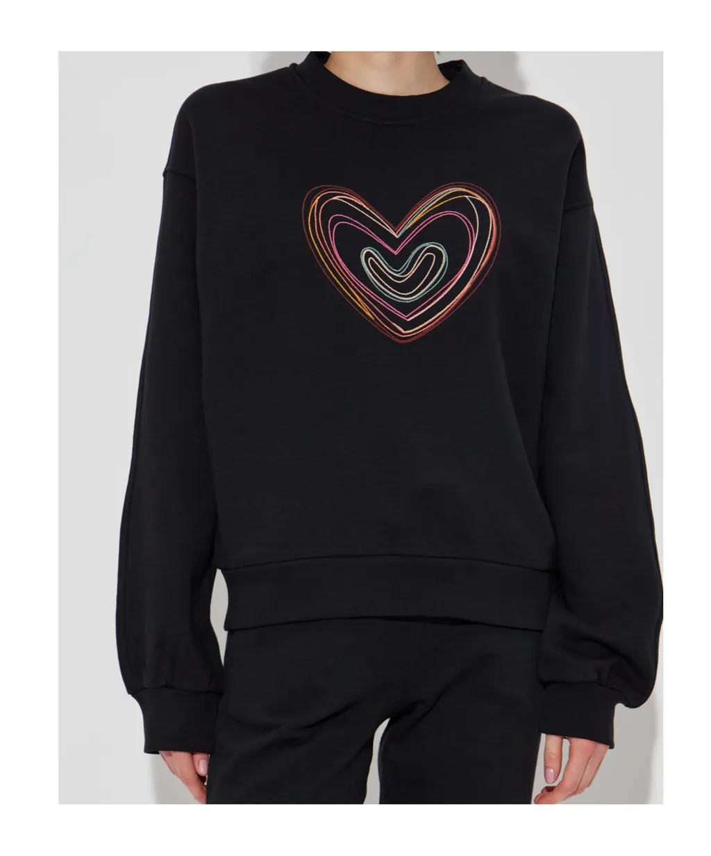 Heart Embroidered Crewneck Sweatshirt