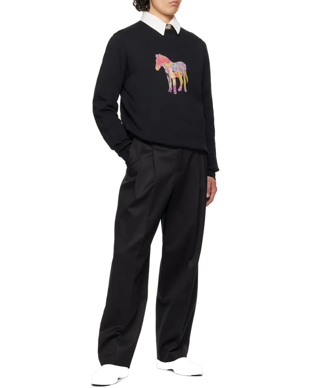 Zebra Printed Crewneck Sweatshirt
