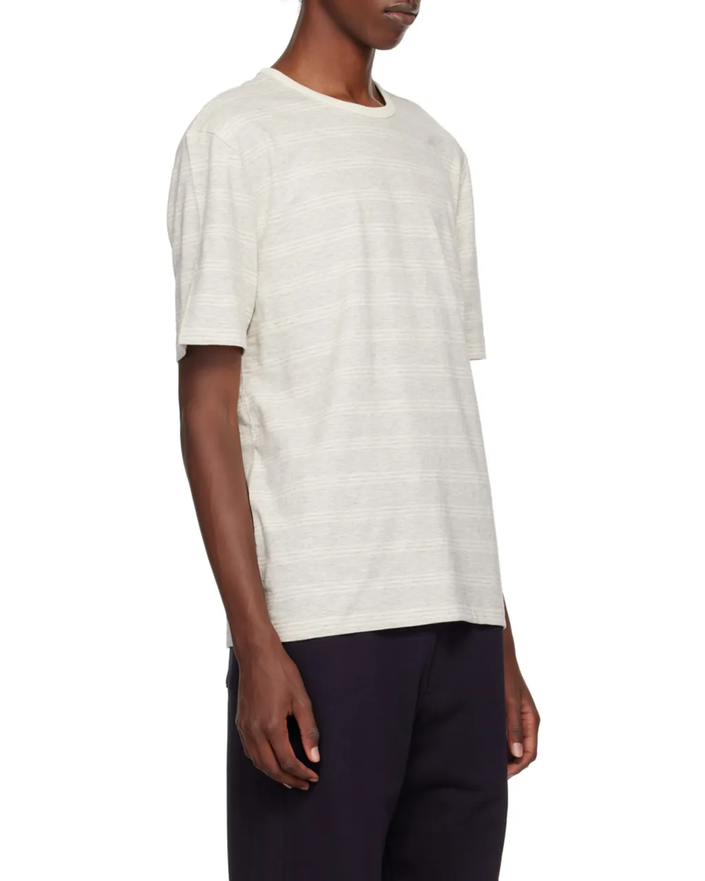 Round Collar Striped T-Shirt
