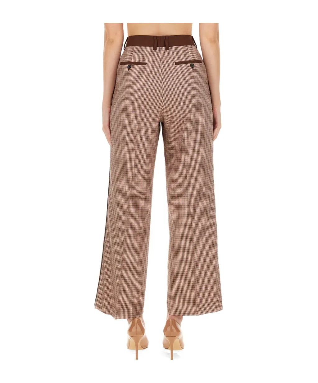 Pleat Detailed Check Patterned Trousers