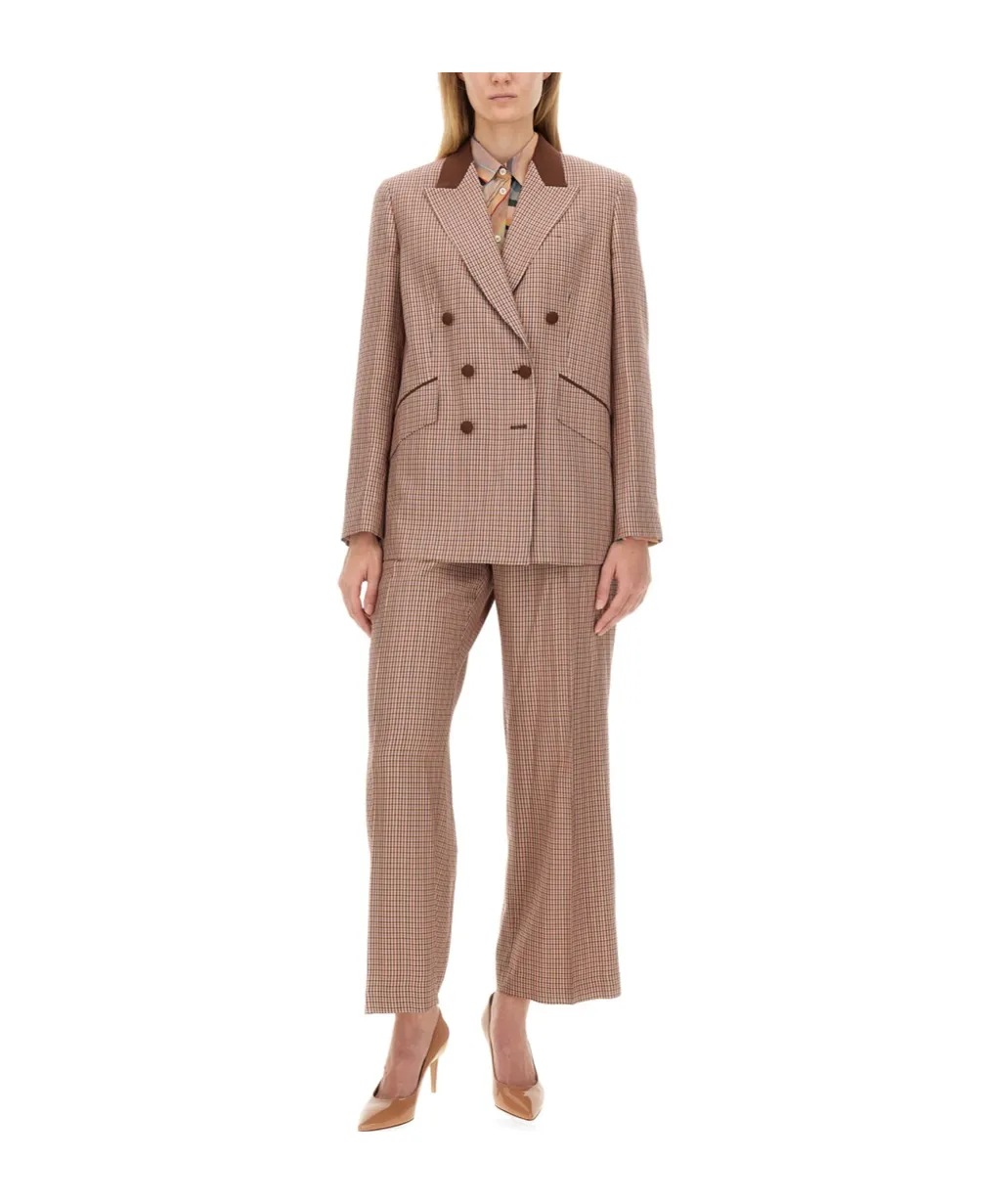 Pleat Detailed Check Patterned Trousers