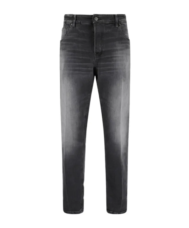Whiskering Detail Slim-Cut Jeans
