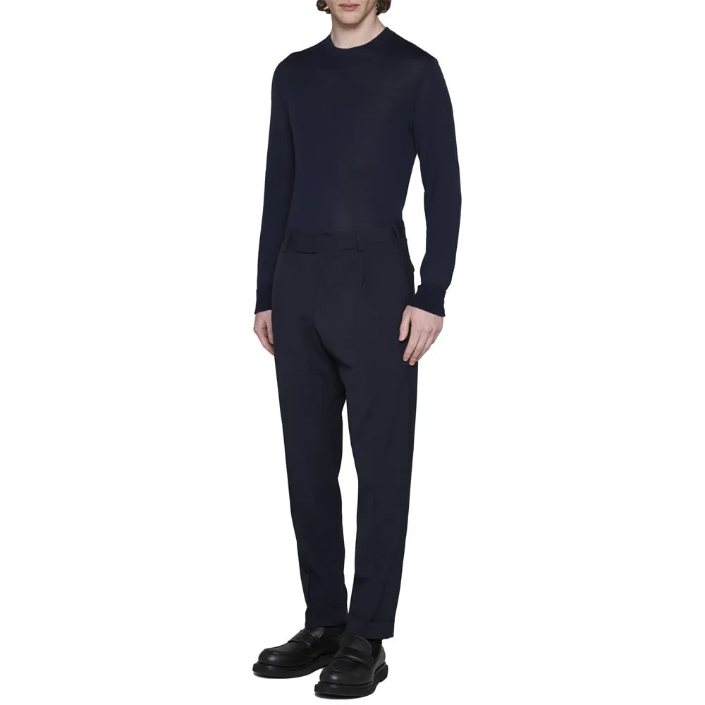 Virgin Wool-Blend Cropped Trousers