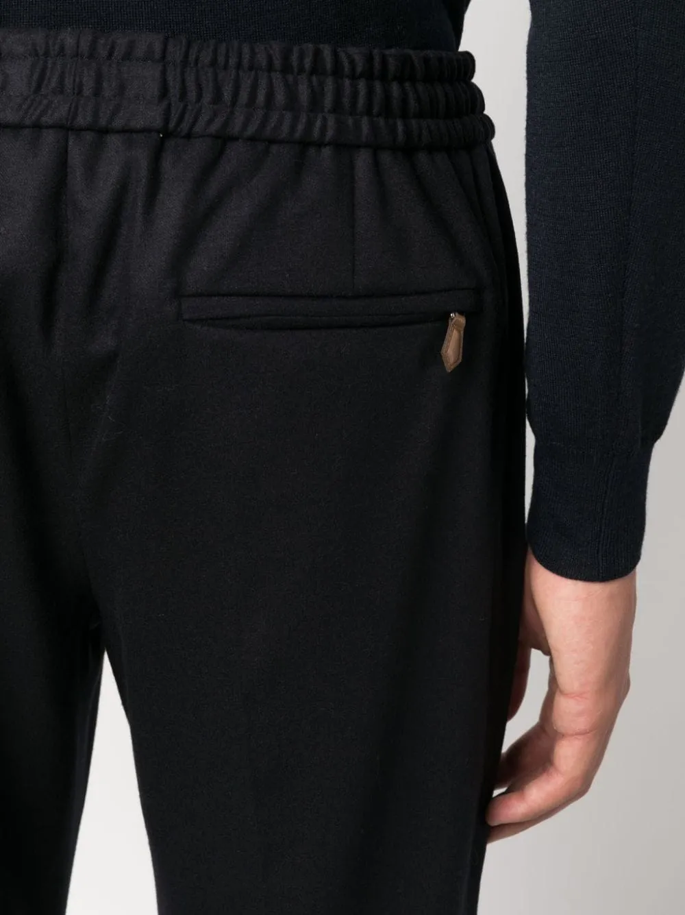 Elasticated-Waist Tapered Trousers