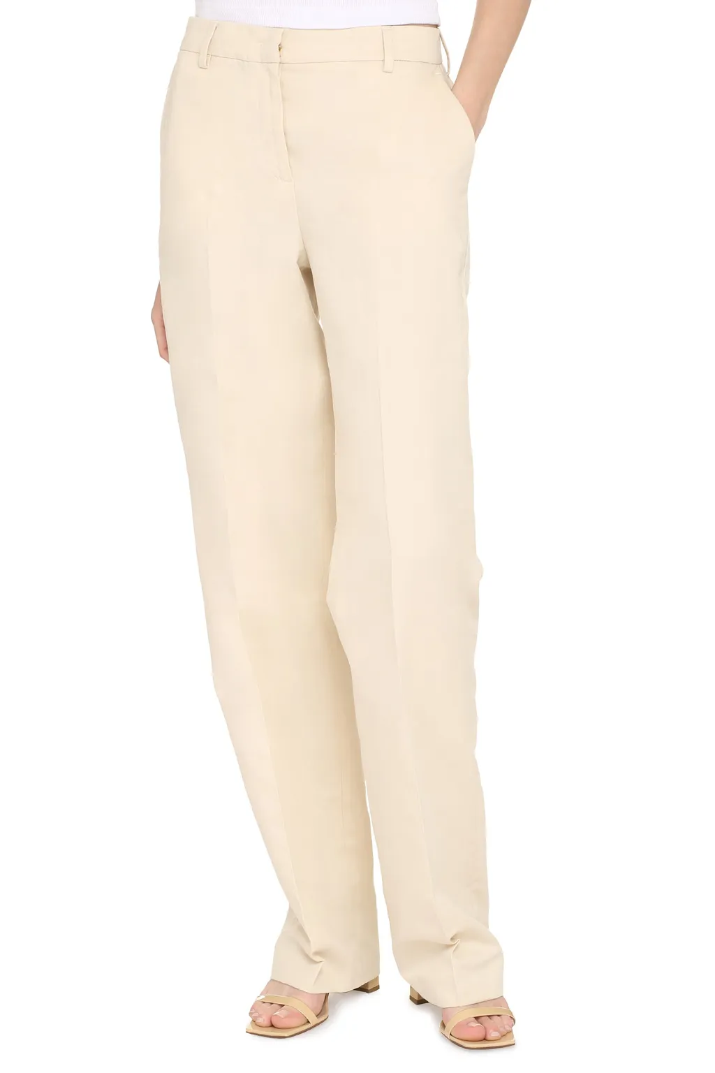 High-Waisted Straight Trousers