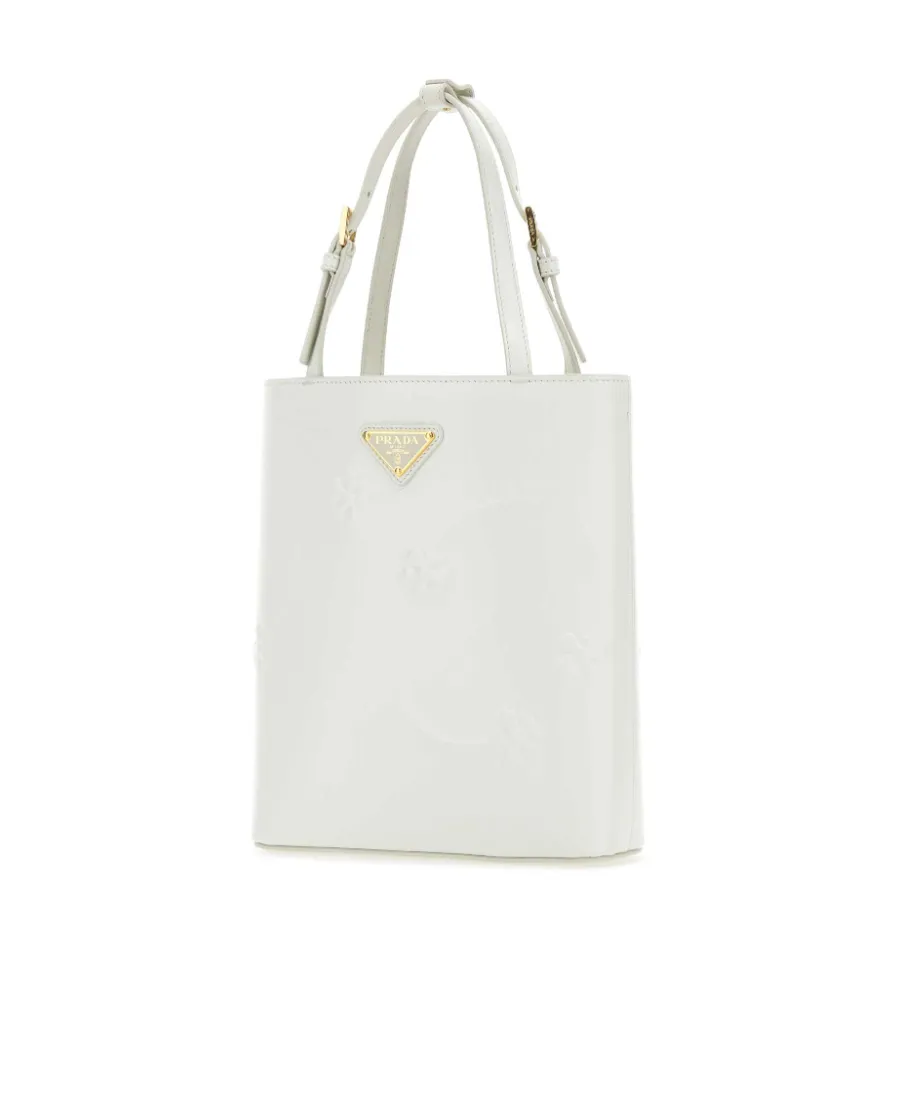 Logo-Triangle Floral-Embossed Tote Bag