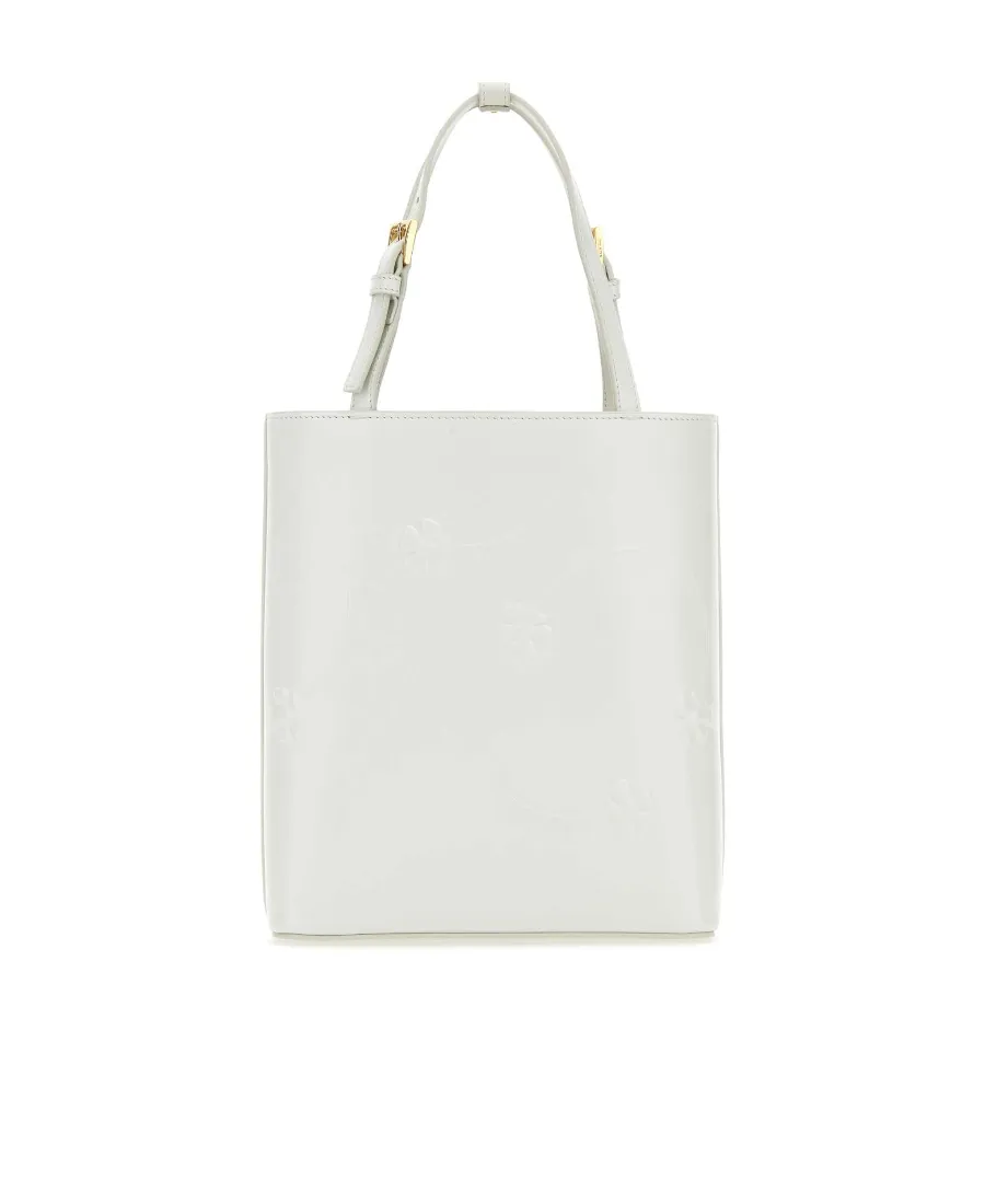 Logo-Triangle Floral-Embossed Tote Bag