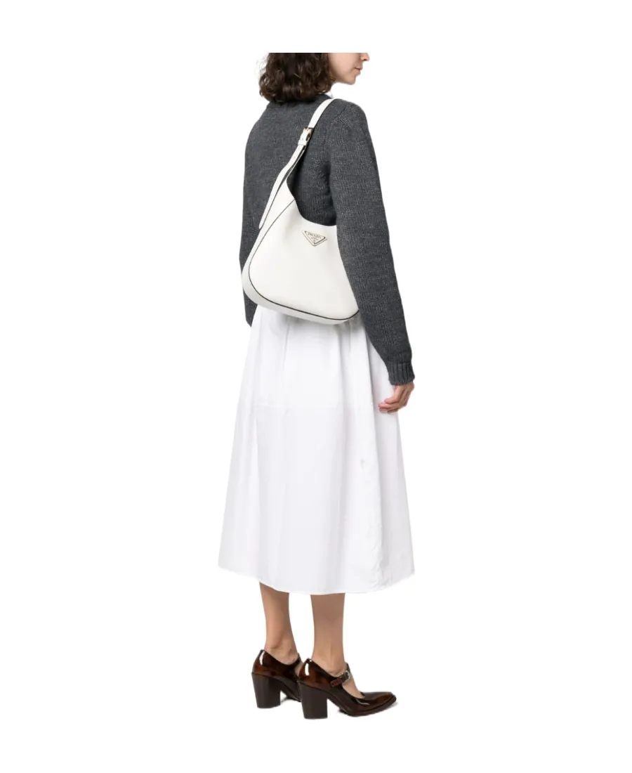Triangle-Logo Leather Shoulder Bag