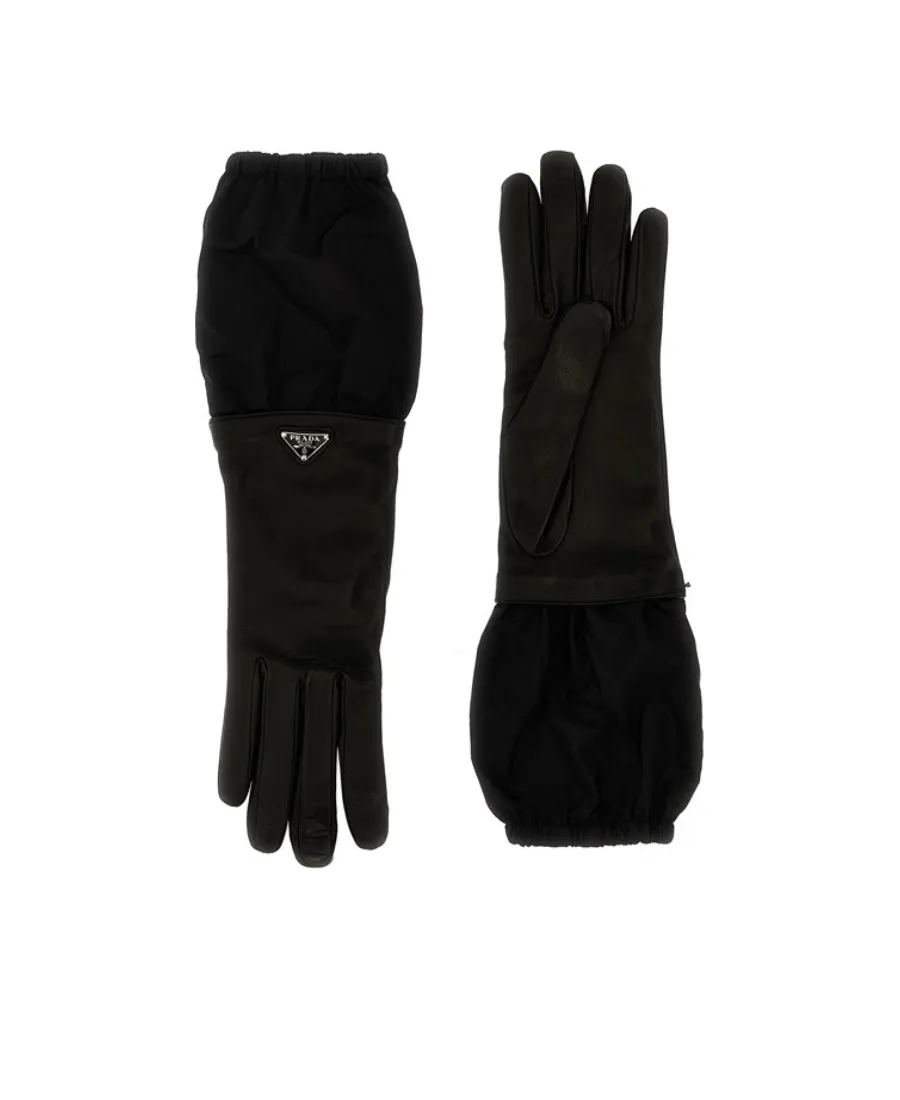Enamel-Logo Panelled Gloves