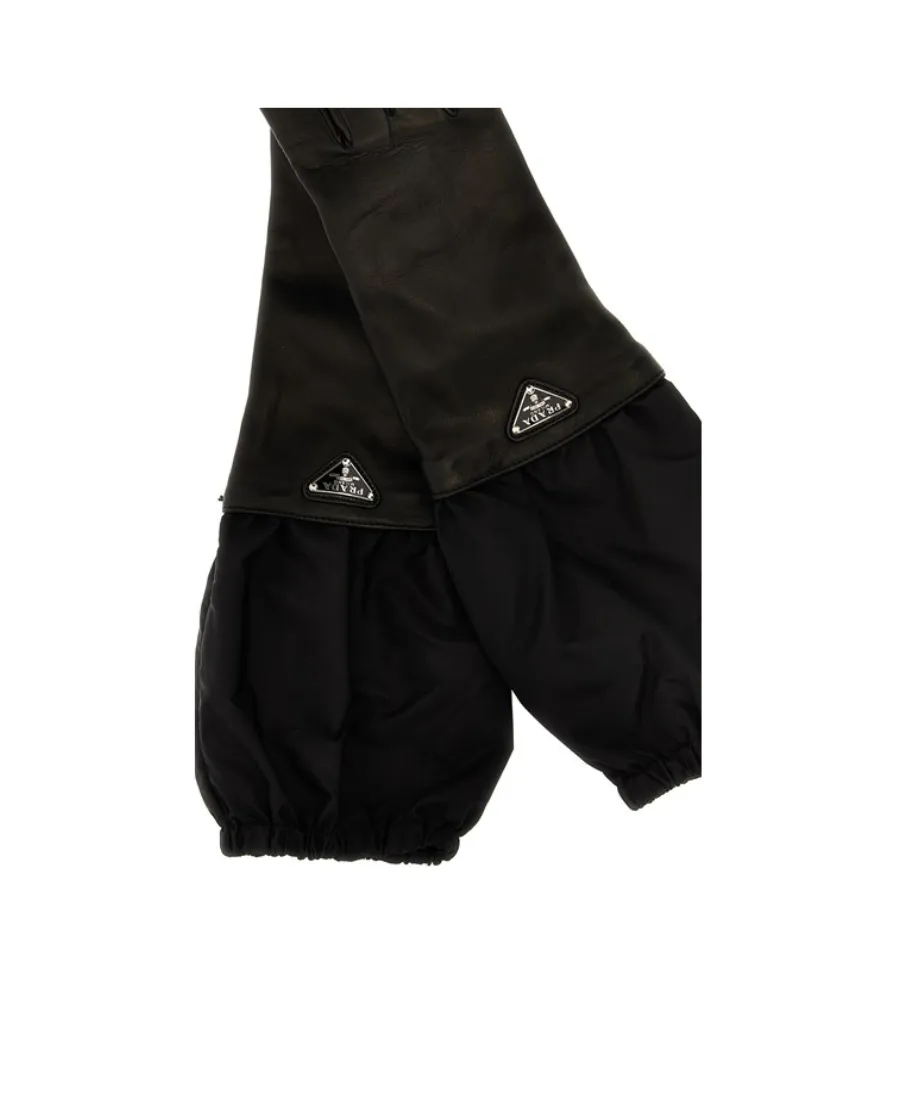 Enamel-Logo Panelled Gloves