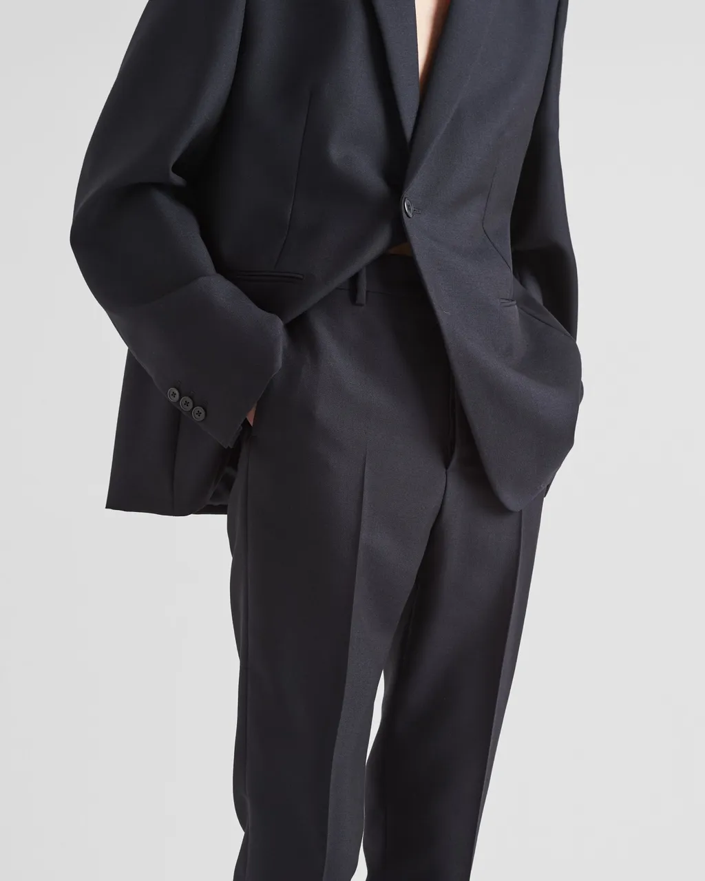 Mid-Rise Slim-Cut Tailored Trousers
