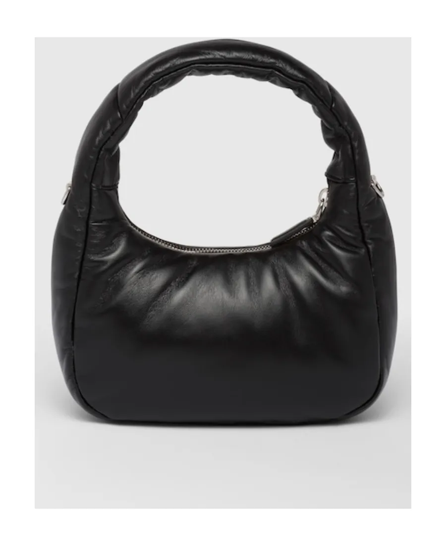 Enamel Triangle-Logo Leather Shoulder Bag