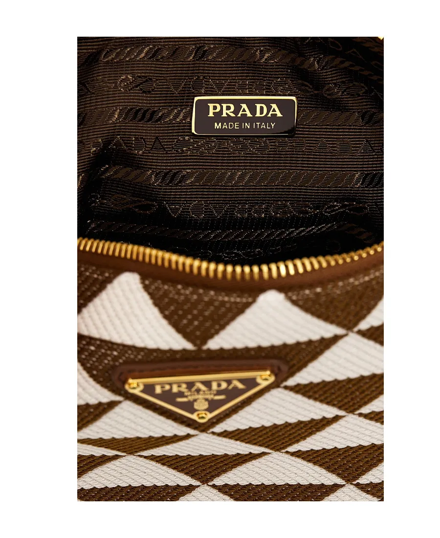 Logo-Triangle Embroidered Zipped Mini Shoulder Bag