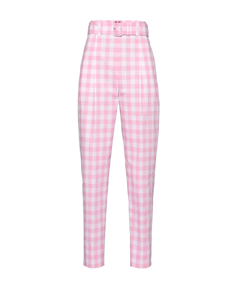 Checked Belted Trousers