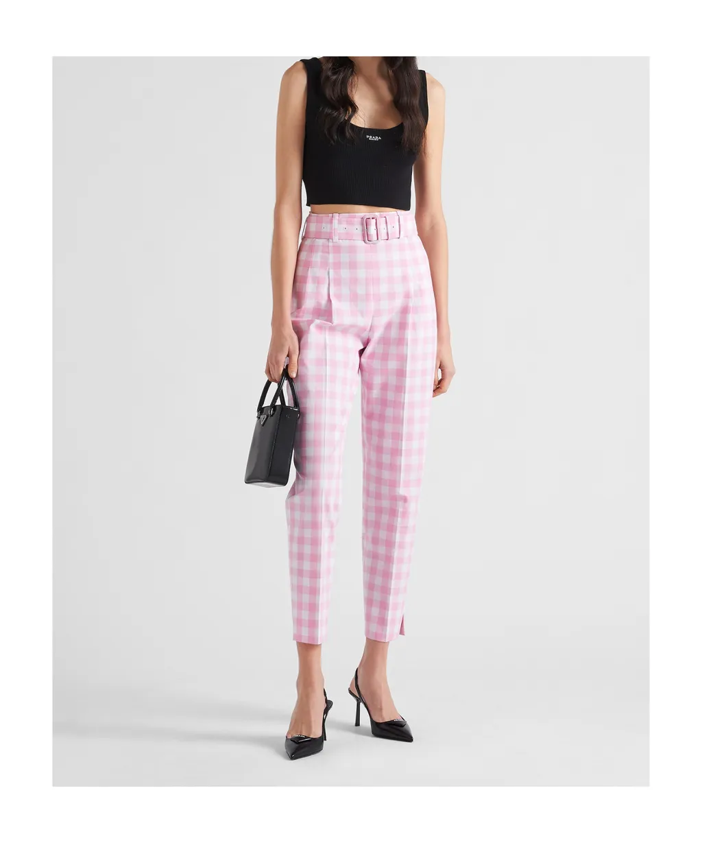 Checked Belted Trousers